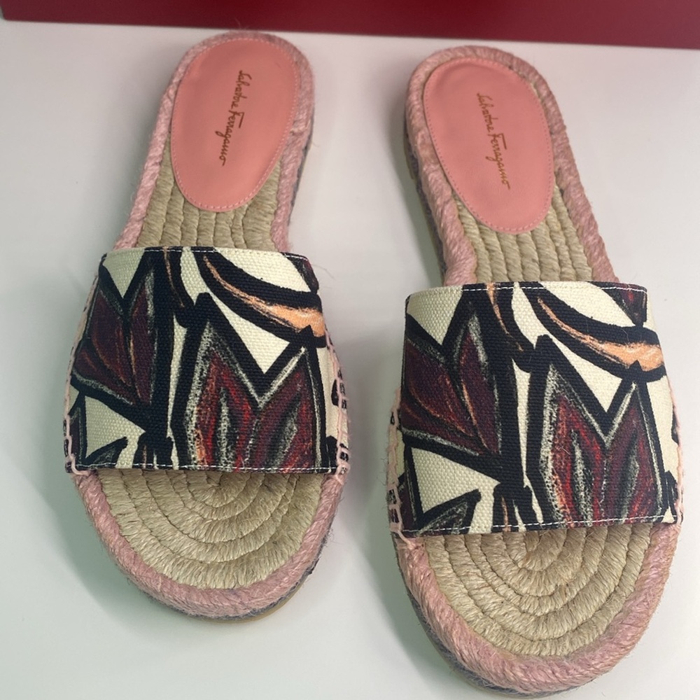 New Authentic FERRAGAMO Cabrera Espadrille Slide Sandal (Women) - Picture 11 of 16